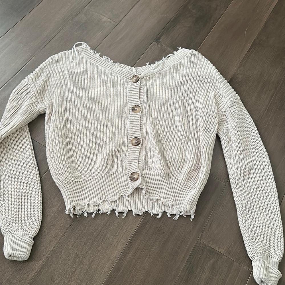 Cream button sweater